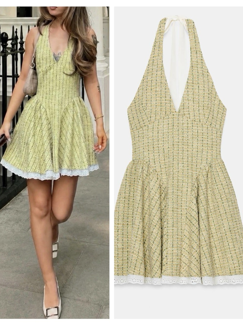 ZARA textured halter dress